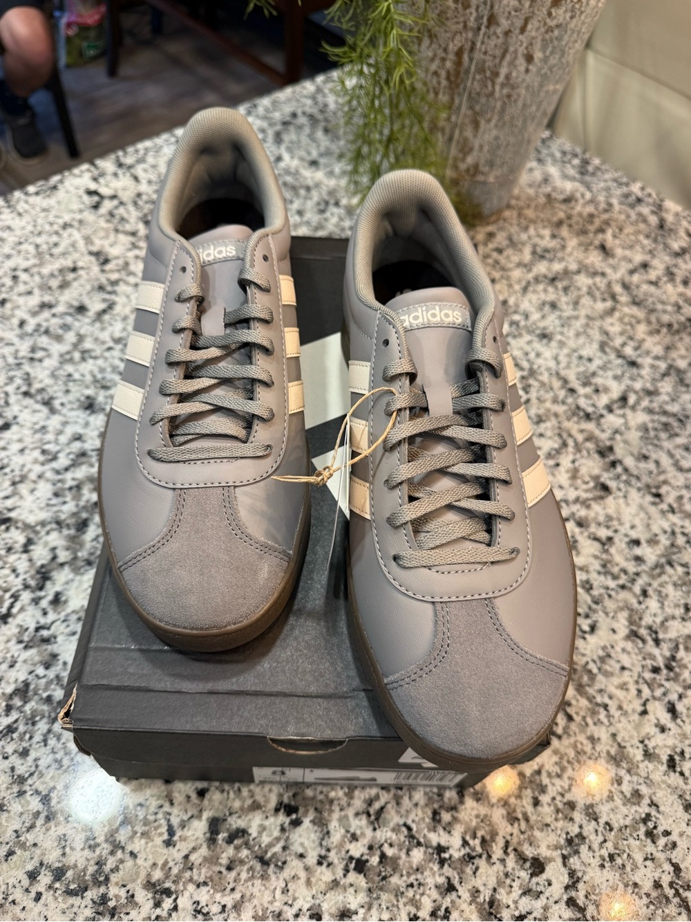 adidas Men’s Gray Sneaker with White Stripes